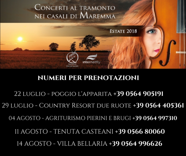 CONCERTI AL TRAMONTO CASALI DI MAREMMA - eventi in maremma