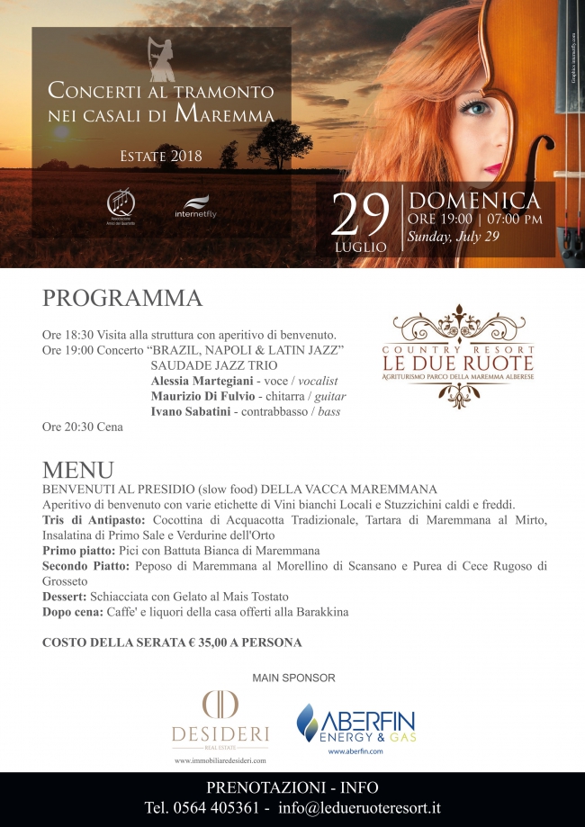 CONCERTI AL TRAMONTO CASALI DI MAREMMA - eventi in maremma